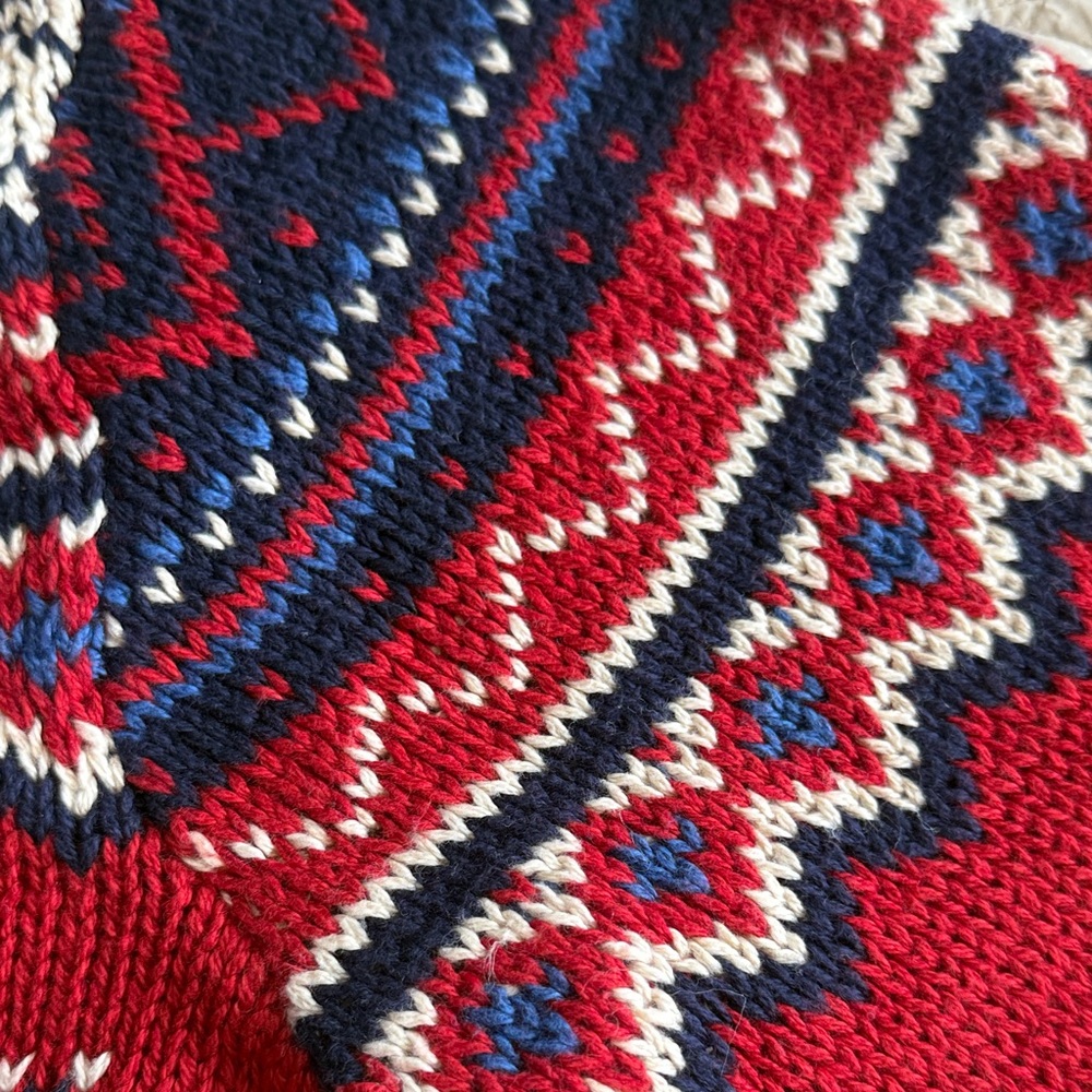 Ralph Lauren Red and Navy Knit Cardigan - Picture 3 of 9